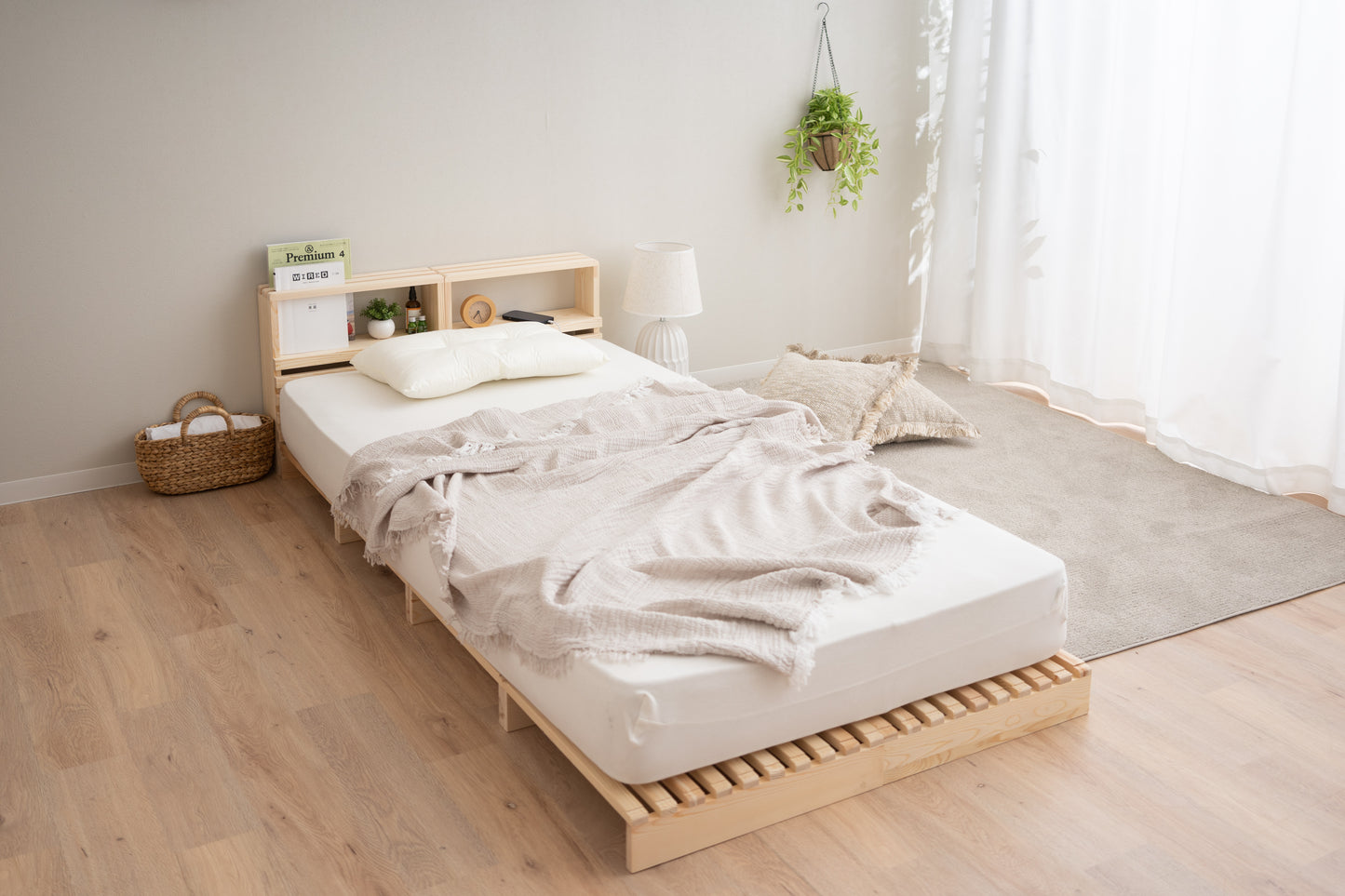 EMOOR Pallet Bed Slats 8 Pieces (Twin) Pine Wood Natural, Japanese Futon Mattress Floor Sleeping Tatami Mat