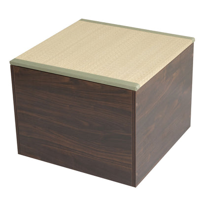 EMOOR Natürliche Tatami-Aufbewahrungsbox Quadratisch / Rechteckig, Holzmöbel Binsengras Japanischer Lifestyle Igusa-Lamellen