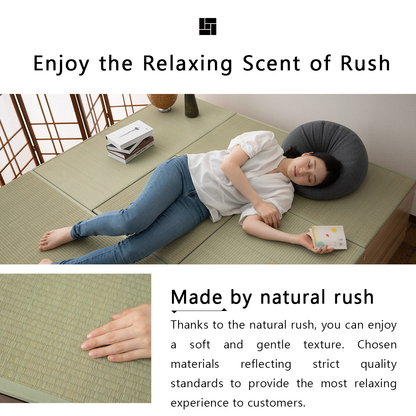 EMOOR Natürliche Tatami-Aufbewahrungsbox Quadratisch / Rechteckig, Holzmöbel Binsengras Japanischer Lifestyle Igusa-Lamellen