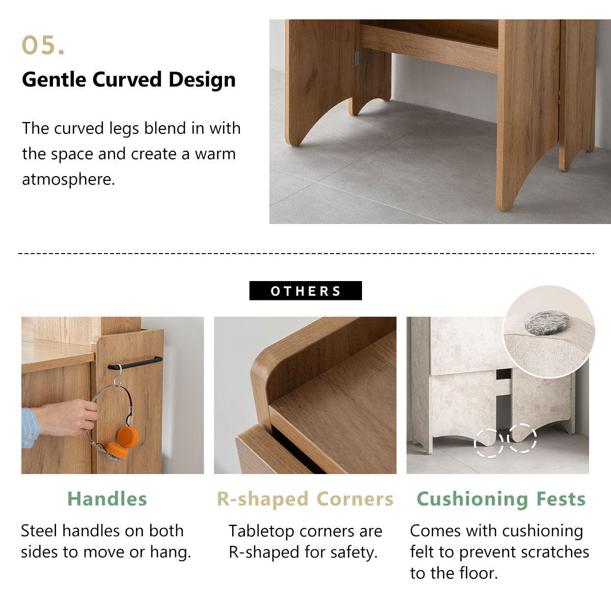 EMOOR Klappschreibtisch TATAMU Holzpaneelen (Eiche), Platzsparender Rechteckiger Tisch Ohne Montage Leicht Zusammenklappbar Verstaubar