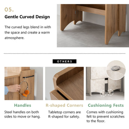 EMOOR Klappschreibtisch TATAMU Holzpaneelen (Eiche), Platzsparender Rechteckiger Tisch Ohne Montage Leicht Zusammenklappbar Verstaubar