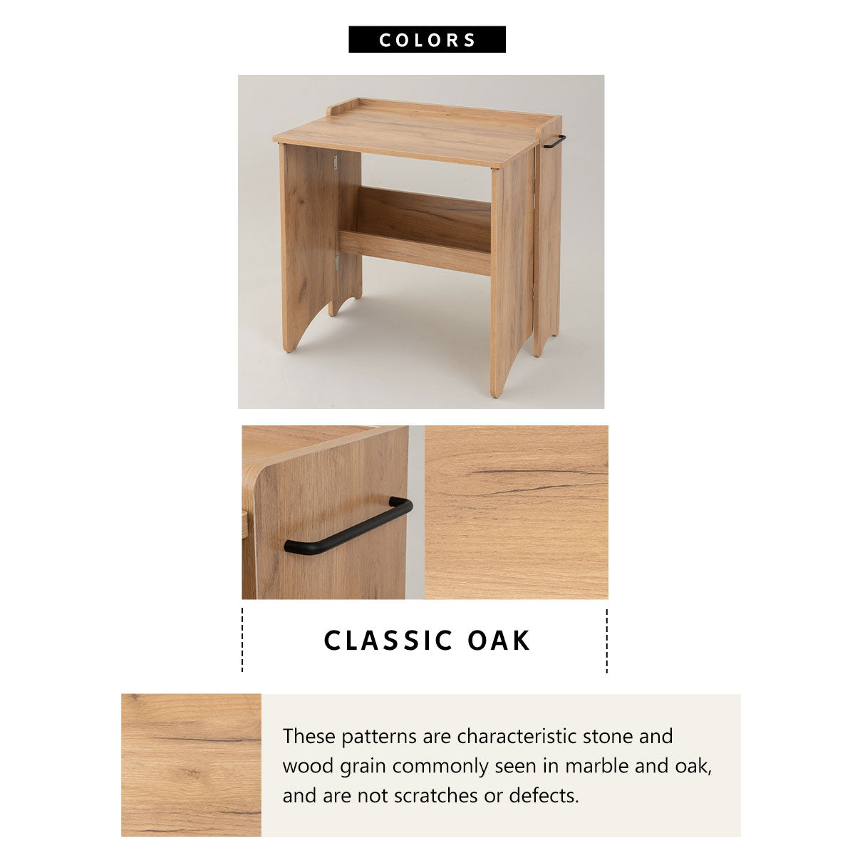 EMOOR Klappschreibtisch TATAMU Holzpaneelen (Eiche), Platzsparender Rechteckiger Tisch Ohne Montage Leicht Zusammenklappbar Verstaubar