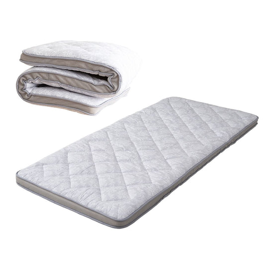 EMOOR Japanese Padded Futon Mattress with Gusset DONSU Light Gray, Damask Botanical Pattern Foldable Floor Bed Guest Bed Tatami Mat