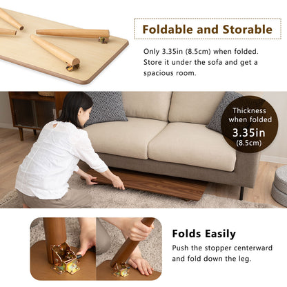 EMOOR Holz-Klapp-Couchtisch Rechteckig-Groß, Bodentisch Niedriger Tisch Kleiner Raum Minimalistischer Japanischer Tatami-Raum