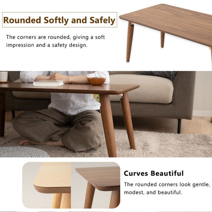 EMOOR Holz-Klapp-Couchtisch Rechteckig-Groß, Bodentisch Niedriger Tisch Kleiner Raum Minimalistischer Japanischer Tatami-Raum