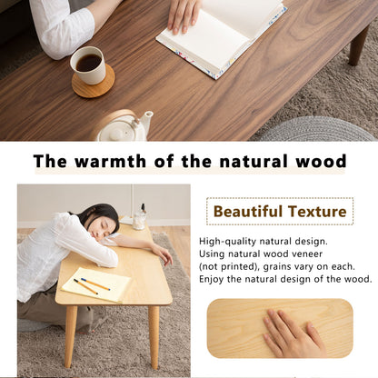 EMOOR Holz-Klapp-Couchtisch Rechteckig-Groß, Bodentisch Niedriger Tisch Kleiner Raum Minimalistischer Japanischer Tatami-Raum