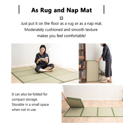 EMOOR Japanische Tatami Matte Natürliches Igusa Binsengras (Ungefärbt), Faltbare Igusa-Matratze Japanische Futon Boden Schlafen Area Teppich Meditation Yoga Zen