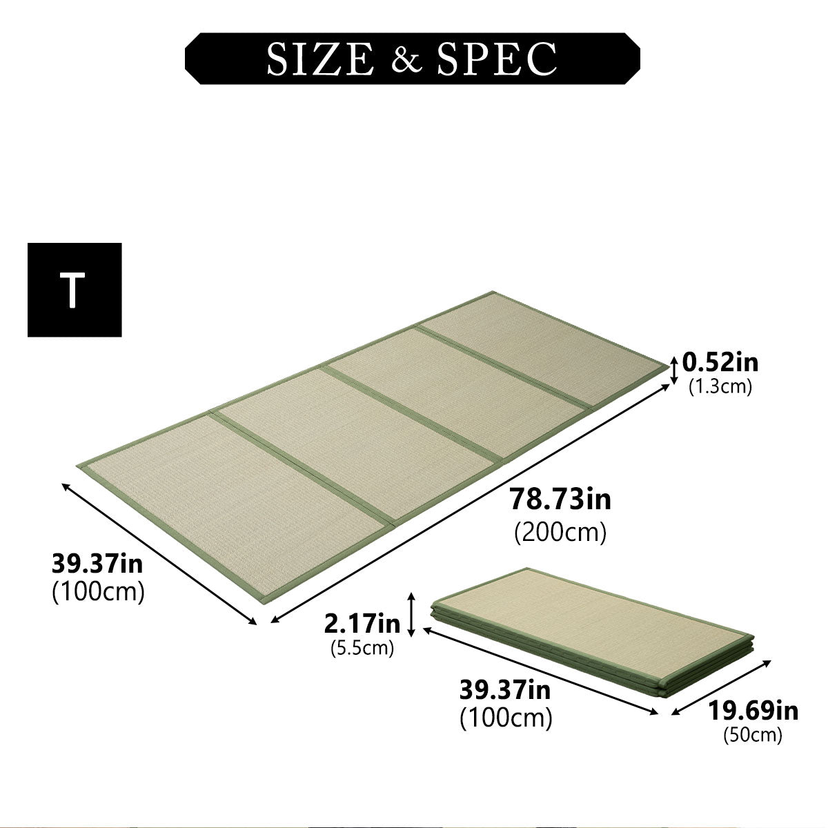 EMOOR Japanische Tatami Matte Natürliches Igusa Binsengras (Ungefärbt), Faltbare Igusa-Matratze Japanische Futon Boden Schlafen Area Teppich Meditation Yoga Zen