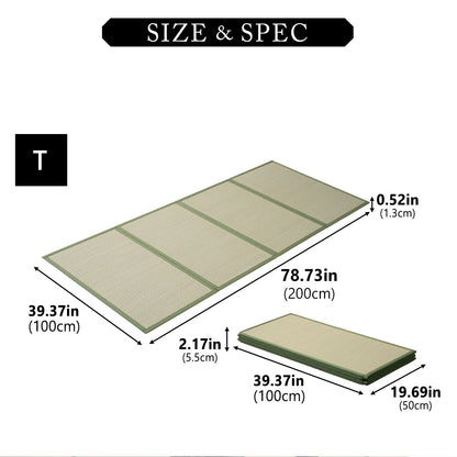 EMOOR Japanische Tatami Matte Natürliches Igusa Binsengras (Ungefärbt), Faltbare Igusa-Matratze Japanische Futon Boden Schlafen Area Teppich Meditation Yoga Zen