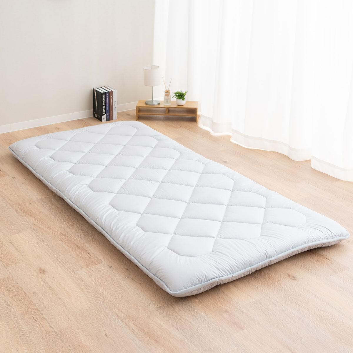 EMOOR Japanische Futon Matratze Anti-Absacken Hergestellt in Japan Baumwolle Chip-Schaum Grau, Schwer-Abflachen Shikibuton Faltbar Schlafbett Tatami