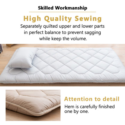 EMOOR Japanische Futon Matratze Anti-Absacken Hergestellt in Japan Baumwolle Chip-Schaum Grau, Schwer-Abflachen Shikibuton Faltbar Schlafbett Tatami
