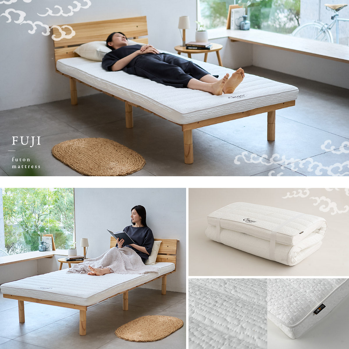 EMOOR Japanese Futon Mattress Fuji, Shikibuton Tatami