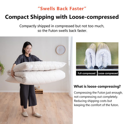 EMOOR Extradicke Japanische Futonmatratze Ohne Saum Weiß, Hergestellt in Japan Faltbares Bodenschlafbett Tatami-Matte