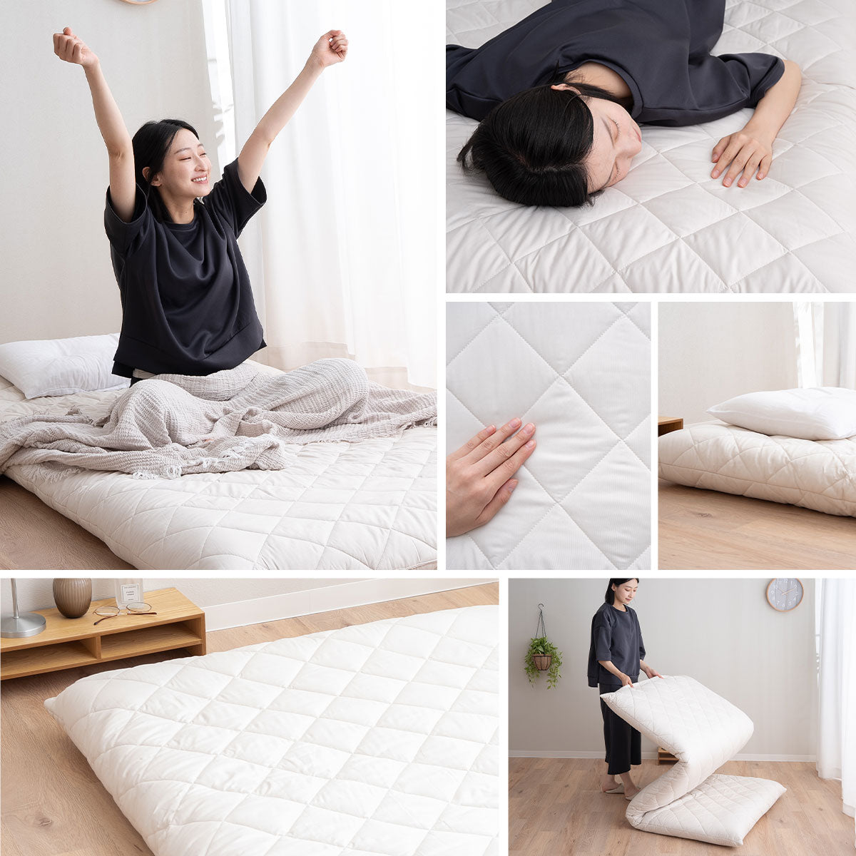 EMOOR Extradicke Japanische Futonmatratze Ohne Saum Weiß, Hergestellt in Japan Faltbares Bodenschlafbett Tatami-Matte