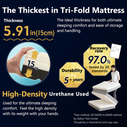 EMOOR PREMIUM Dreifach Gefaltete Matratze im Japanischen Futon-Stil