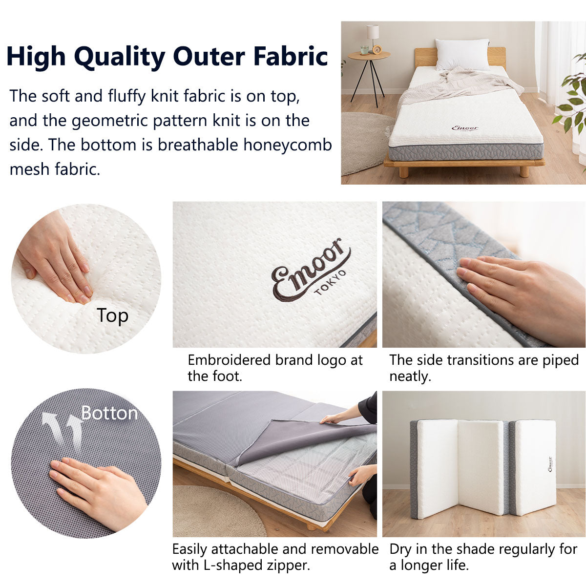 EMOOR PREMIUM Dreifach Gefaltete Matratze im Japanischen Futon-Stil