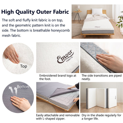 EMOOR PREMIUM Dreifach Gefaltete Matratze im Japanischen Futon-Stil