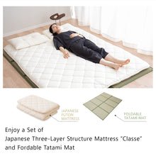 EMOOR Japanese Futon Mattress CLASSE and Foldable Tatami Mat (Igusa Mattress) Set, Foldable Sleep Traditional Floor Bed Pad Cotton