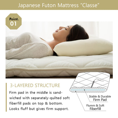 EMOOR Japanische Futon Matratze CLASSE und Faltbare Tatami Matte (Igusa Matratze) Set, Faltbar Schlaf Traditionelle Boden Bett Pad Baumwolle