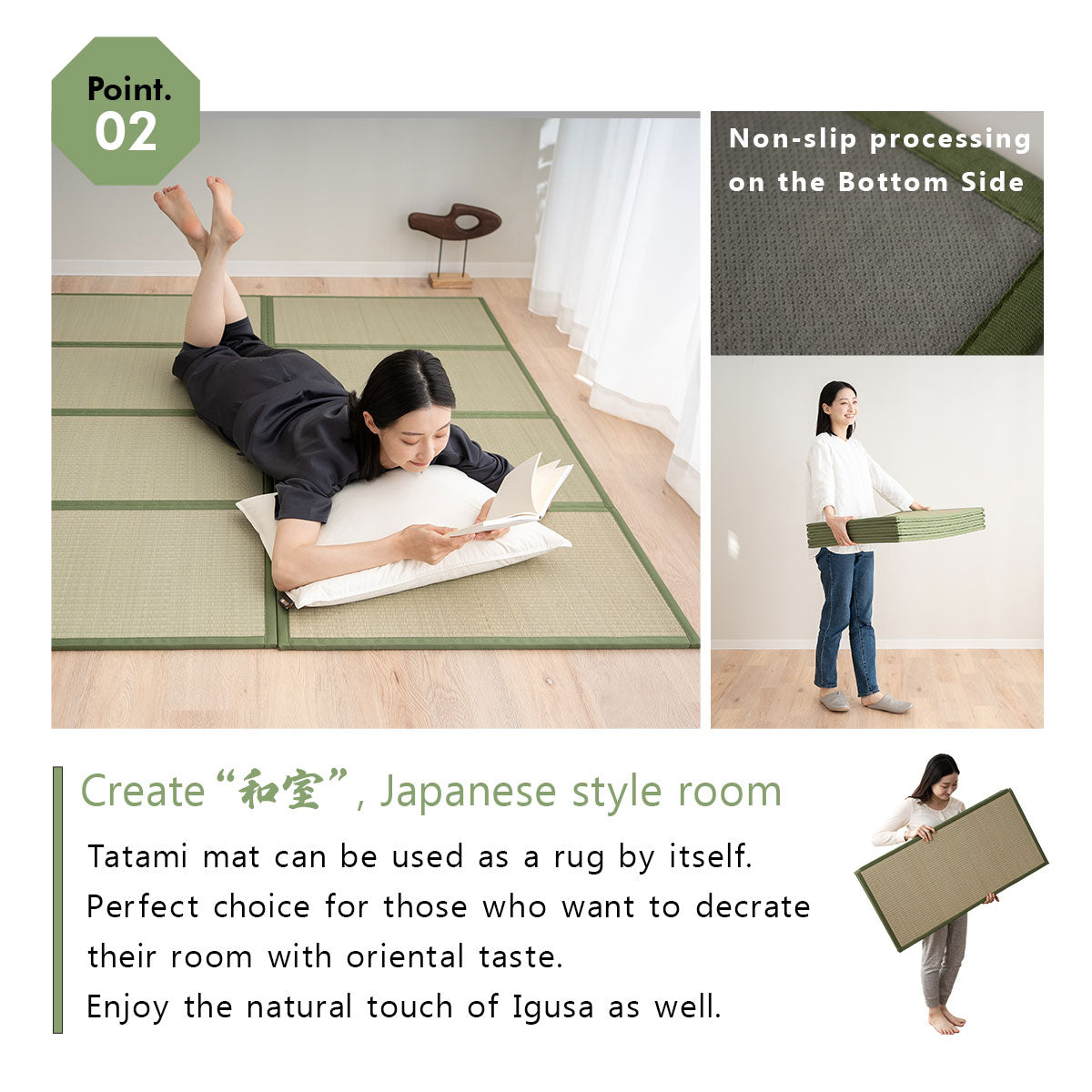 EMOOR Japanische Futon Matratze CLASSE und Faltbare Tatami Matte (Igusa Matratze) Set, Faltbar Schlaf Traditionelle Boden Bett Pad Baumwolle