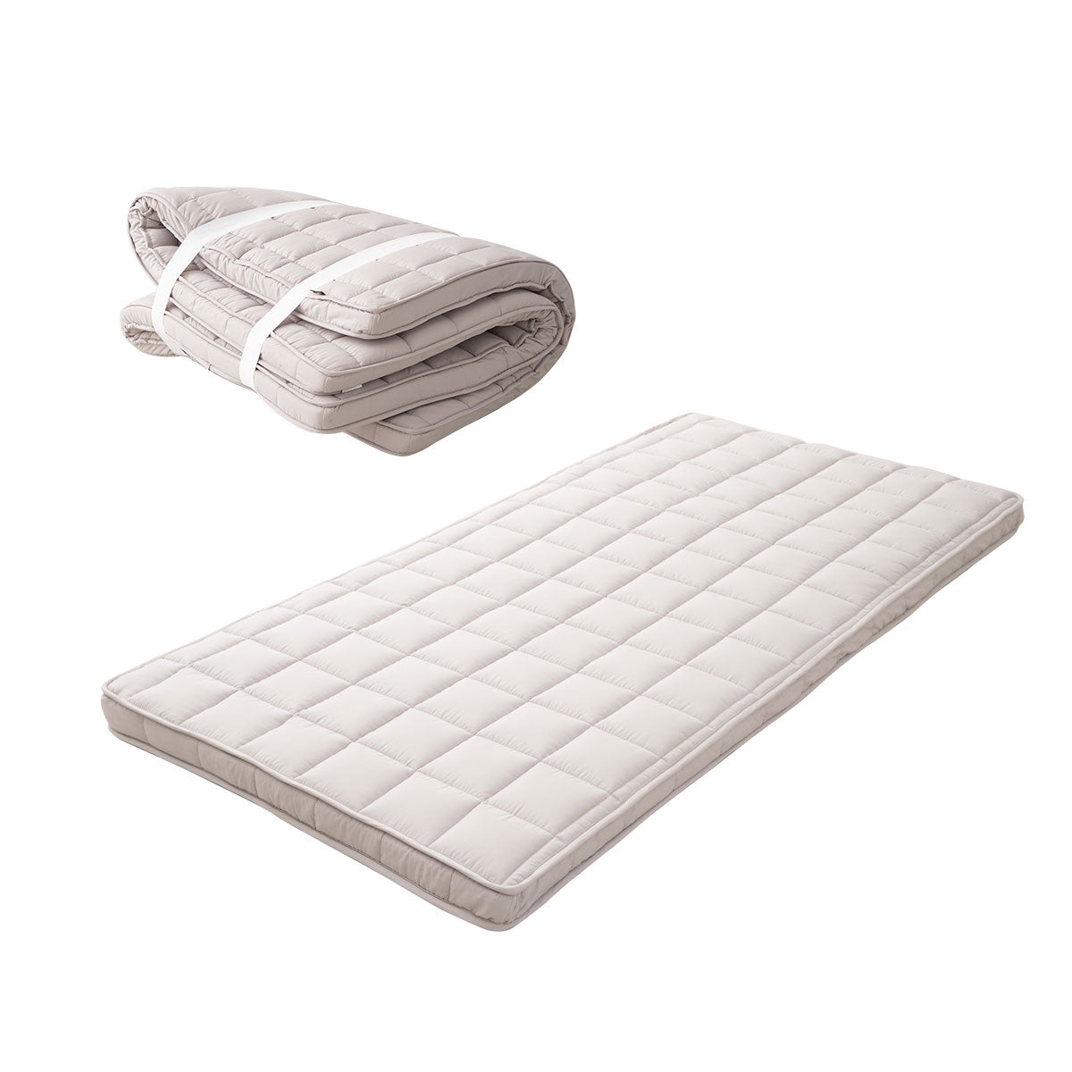 EMOOR Japanische Gepolsterte Futon-Matratze Machi Grau, Zwickel Faltbar Verstaubar Elastische Bänder Bodenschlaf-Gästebett Tatami-Matte