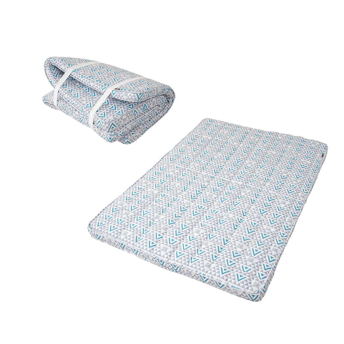 EMOOR Japanische Gepolsterte Futon-Matratze Machi Grau, Zwickel Faltbar Verstaubar Elastische Bänder Bodenschlaf-Gästebett Tatami-Matte