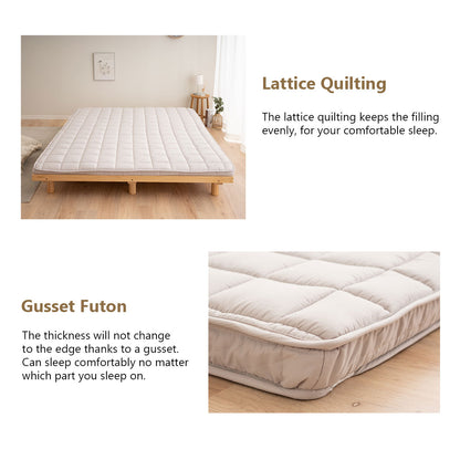 EMOOR Japanische Gepolsterte Futon-Matratze Machi Grau, Zwickel Faltbar Verstaubar Elastische Bänder Bodenschlaf-Gästebett Tatami-Matte