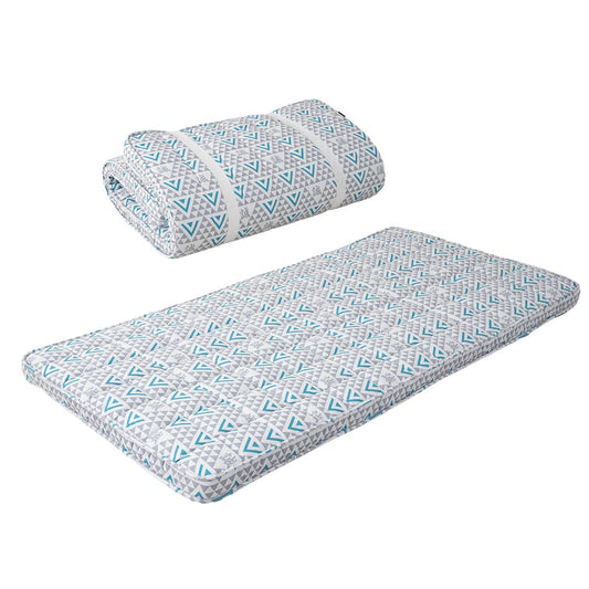 EMOOR Japanese Padded Futon Mattress Machi Gray, Gusset Foldable Stowable Elastic Bands Floor Sleeping Guest Bed Tatami Mat