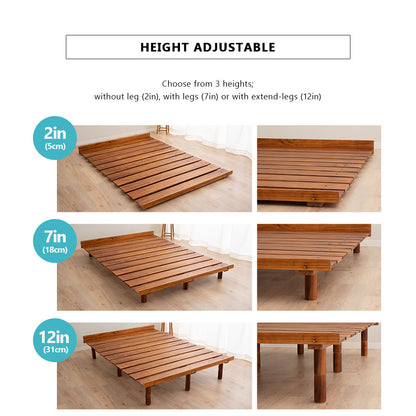 EMOOR Futonbett OSMOS für Japanische Futon-Matratze, Höhenverstellbar (5/18/31cm), Natur-Braun, Tatami Natürlich Kiefern Holzbett Palettenbett