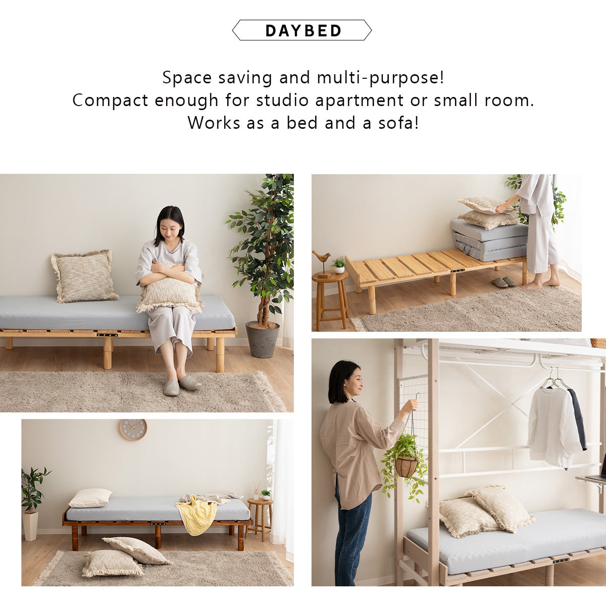 EMOOR Futonbett OSMOS für Japanische Futon-Matratze, Höhenverstellbar (5/18/31cm), Natur-Braun, Tatami Natürlich Kiefern Holzbett Palettenbett
