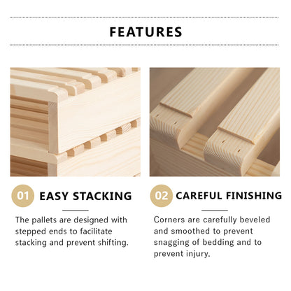 EMOOR Pallet Bed Slats 8 Pieces (Twin) Pine Wood Natural, Japanese Futon Mattress Floor Sleeping Tatami Mat