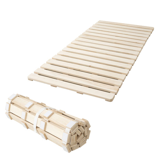 EMOOR Extra Thick Roll-Up Slatted Futon Bed Durable Roll-Up Bed (100 x 200 cm) for Japanese Floor Futon Mattress, Paulownia Wood Floor Unvarnished Natural Sleep Bedding Guest Tatami Mat