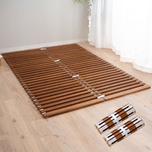EMOOR Rollable Slatted Mattress Base OSMOS Made of Solid Paulownia Wood Brown, Tatami Futon Bed Pallet Bed