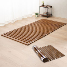 EMOOR Rollable Slatted Mattress Base OSMOS Made of Solid Paulownia Wood Brown, Tatami Futon Bed Pallet Bed