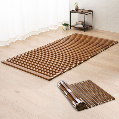 EMOOR Rollable Slatted Mattress Base OSMOS Made of Solid Paulownia Wood Brown, Tatami Futon Bed Pallet Bed