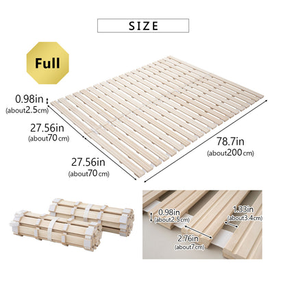 EMOOR Rolllatten Futonbett Franco-ROLL für Japanische Boden-Futon-Matratze, Holz Paulownia Boden Unlackiert Natürlich Schlafbettwäsche Gäste Tatami-Matte