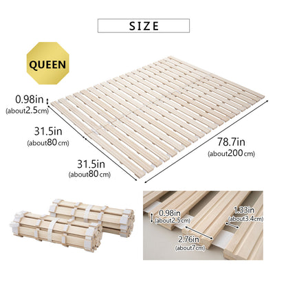 EMOOR Rolllatten Futonbett Franco-ROLL für Japanische Boden-Futon-Matratze, Holz Paulownia Boden Unlackiert Natürlich Schlafbettwäsche Gäste Tatami-Matte