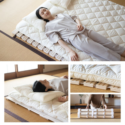 EMOOR Rolllatten Futonbett Franco-ROLL für Japanische Boden-Futon-Matratze, Holz Paulownia Boden Unlackiert Natürlich Schlafbettwäsche Gäste Tatami-Matte