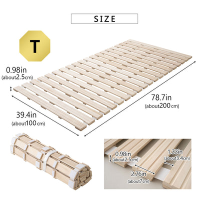 EMOOR Rolllatten Futonbett Franco-ROLL für Japanische Boden-Futon-Matratze, Holz Paulownia Boden Unlackiert Natürlich Schlafbettwäsche Gäste Tatami-Matte