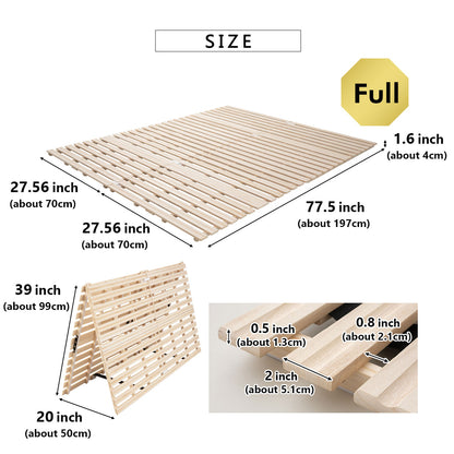EMOOR Rolllatten Futonbett Franco-ROLL für Japanische Boden-Futon-Matratze, Holz Paulownia Boden Unlackiert Natürlich Schlafbettwäsche Gäste Tatami-Matte