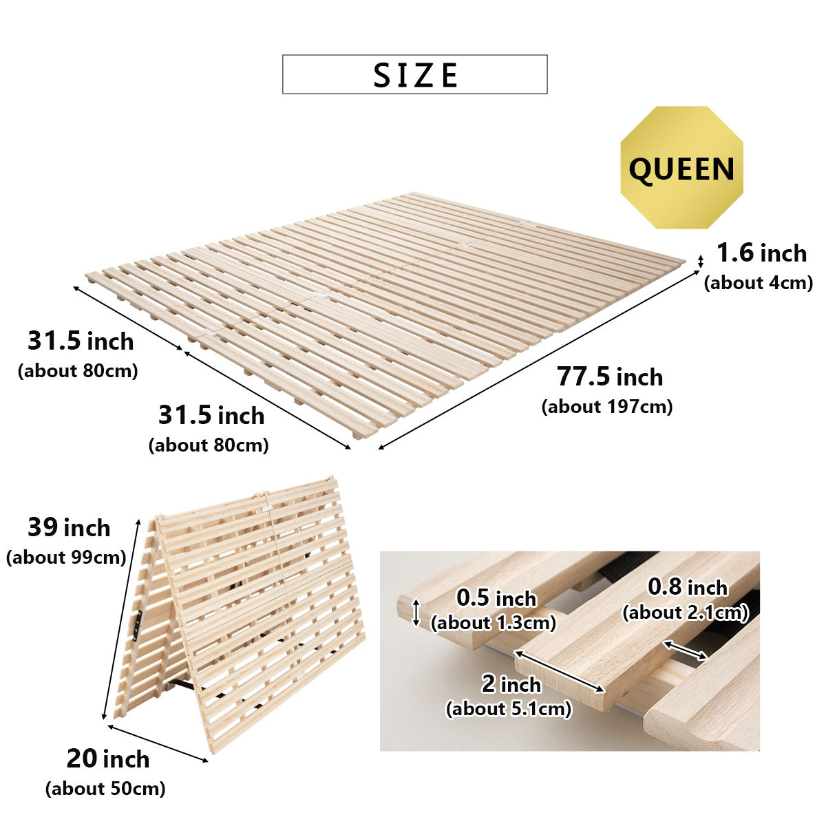 EMOOR Rolllatten Futonbett Franco-ROLL für Japanische Boden-Futon-Matratze, Holz Paulownia Boden Unlackiert Natürlich Schlafbettwäsche Gäste Tatami-Matte