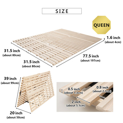 EMOOR Rolllatten Futonbett Franco-ROLL für Japanische Boden-Futon-Matratze, Holz Paulownia Boden Unlackiert Natürlich Schlafbettwäsche Gäste Tatami-Matte