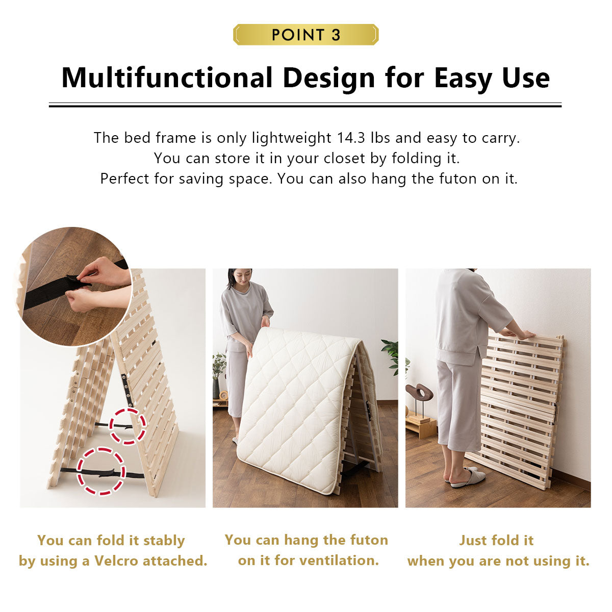 EMOOR Rolllatten Futonbett Franco-ROLL für Japanische Boden-Futon-Matratze, Holz Paulownia Boden Unlackiert Natürlich Schlafbettwäsche Gäste Tatami-Matte