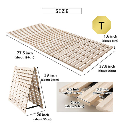 EMOOR Rolllatten Futonbett Franco-ROLL für Japanische Boden-Futon-Matratze, Holz Paulownia Boden Unlackiert Natürlich Schlafbettwäsche Gäste Tatami-Matte